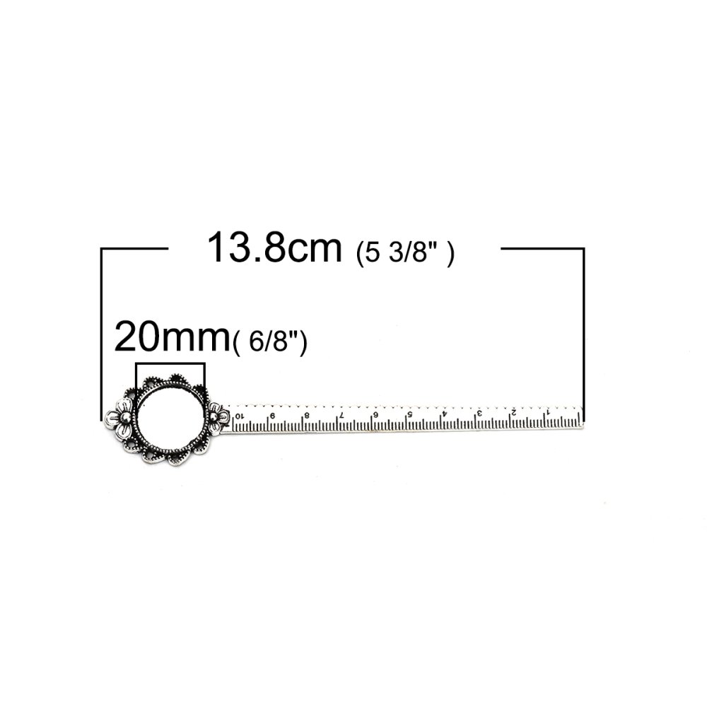 3 bokmärken linjal cabochon 20 mm N°02 Aged Silver