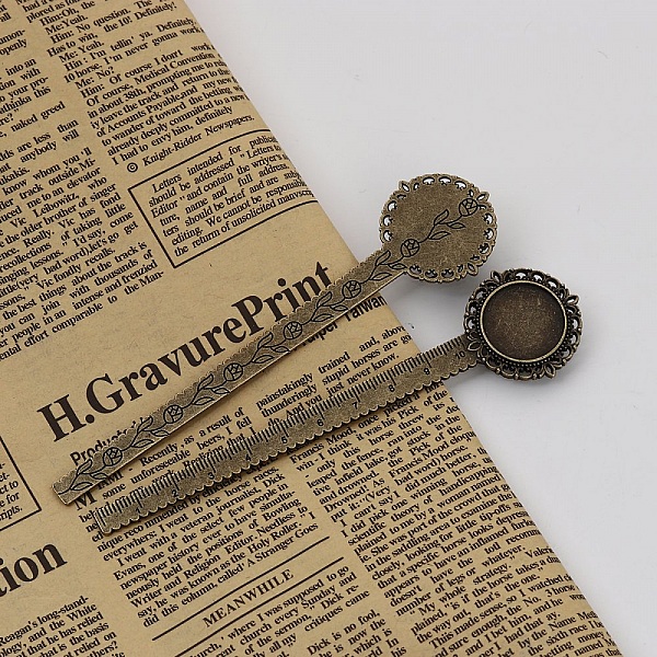 3 bokm&auml;rken linjal cabochon 20 mm N&deg;01 Brons