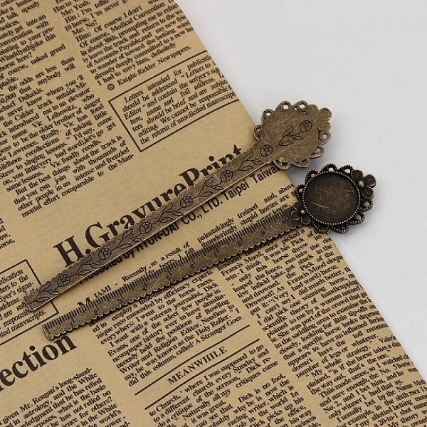 3 bokm&auml;rken linjal cabochon 20 mm N&deg;02 Brons