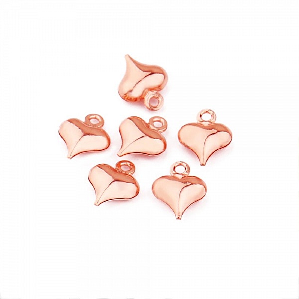 5 Breloques Acier inoxydable Dor&eacute; Ros&eacute; C&oelig;ur N&deg;02