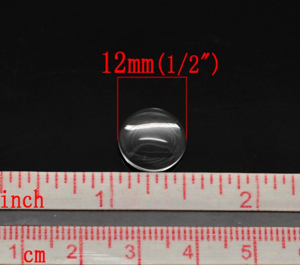 5 Cabochons Round 12 mm i transparent glas N°03