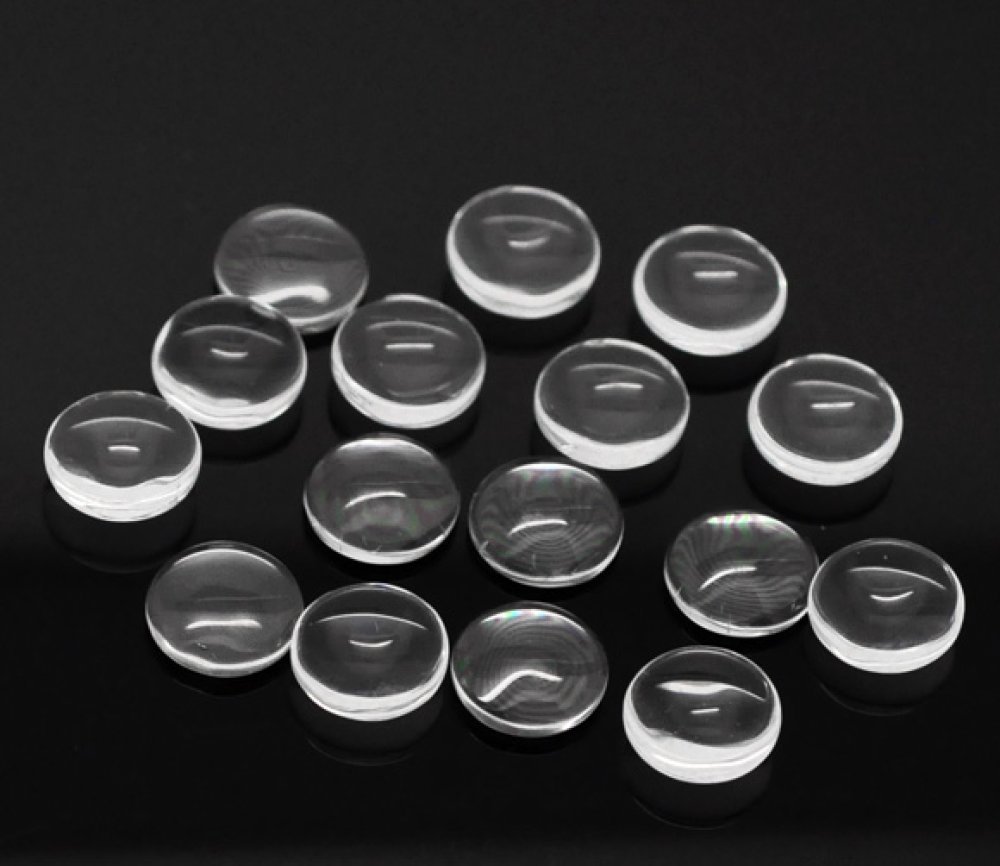 5 Cabochons Round 12 mm i transparent glas N°03