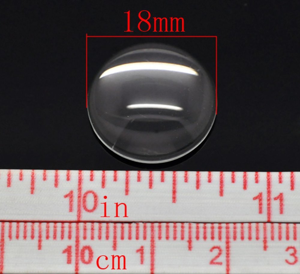 5 Cabochons Round 18 mm i transparent glas N°07