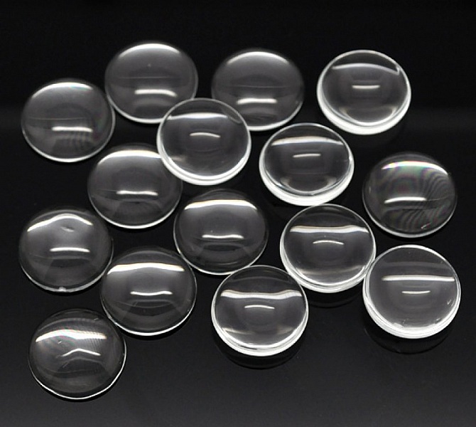 5 Cabochons Round 18 mm i transparent glas N&deg;07