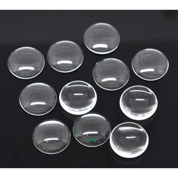 5 Cabochons Rund 20 mm i klart glas N&deg;08
