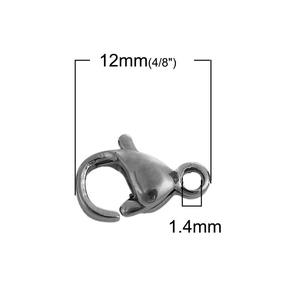 5 karbinhakarbiner i rostfritt stål 12 x 07 mm.