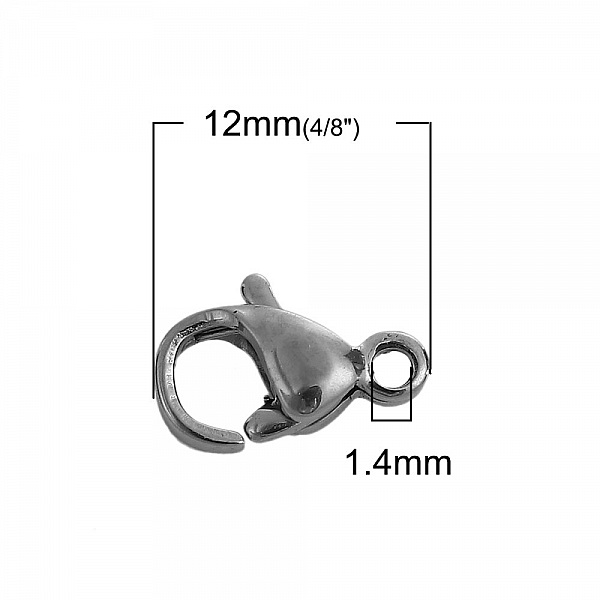 5 karbinhakarbiner i rostfritt st&aring;l 12 x 07 mm.