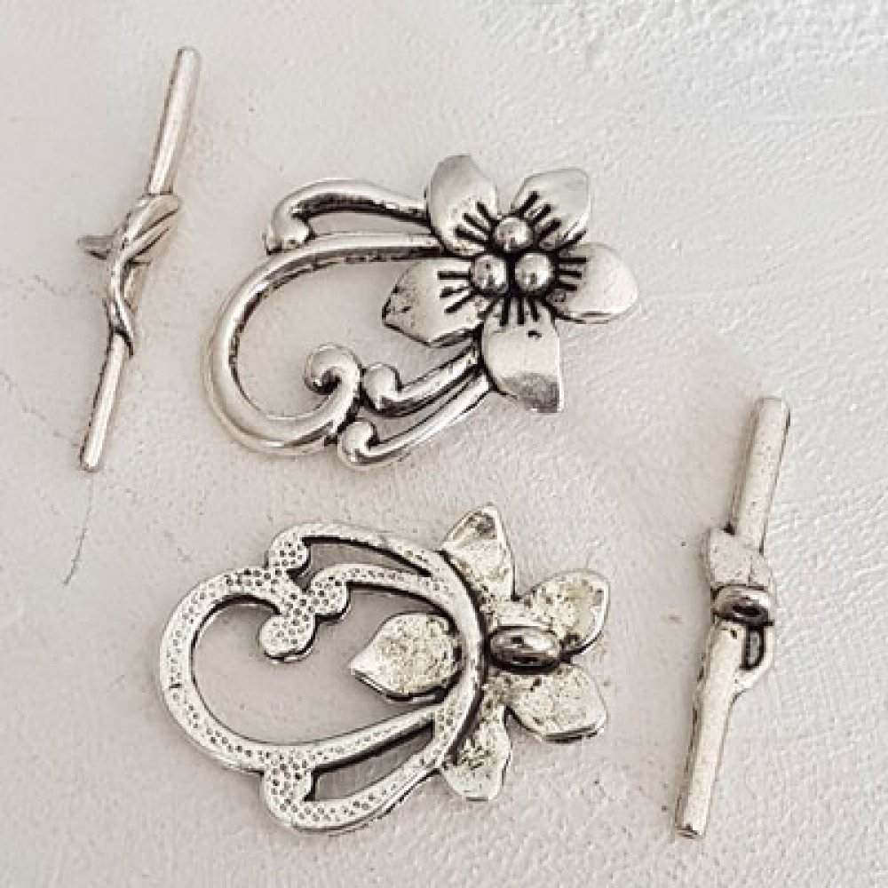 5 bygelspännen blomma mönster romantiskt silver