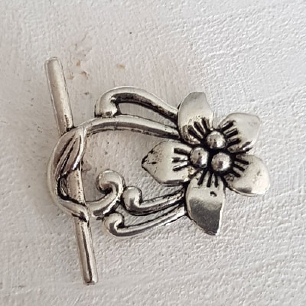 5 bygelspännen blomma mönster romantiskt silver