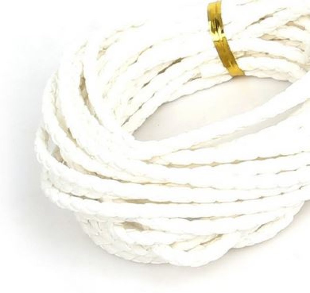 5 meter vit flätad konstlädersladd 3 mm