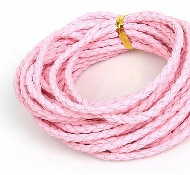 5 meter Rund fl&auml;tad konstl&auml;dersladd Rosa 3 mm