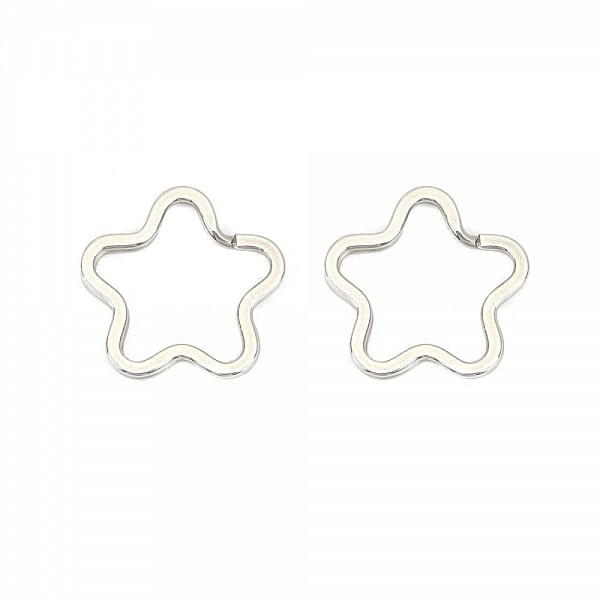 Blomformad nyckelring Rostfritt st&aring;l 34 x 35 mm