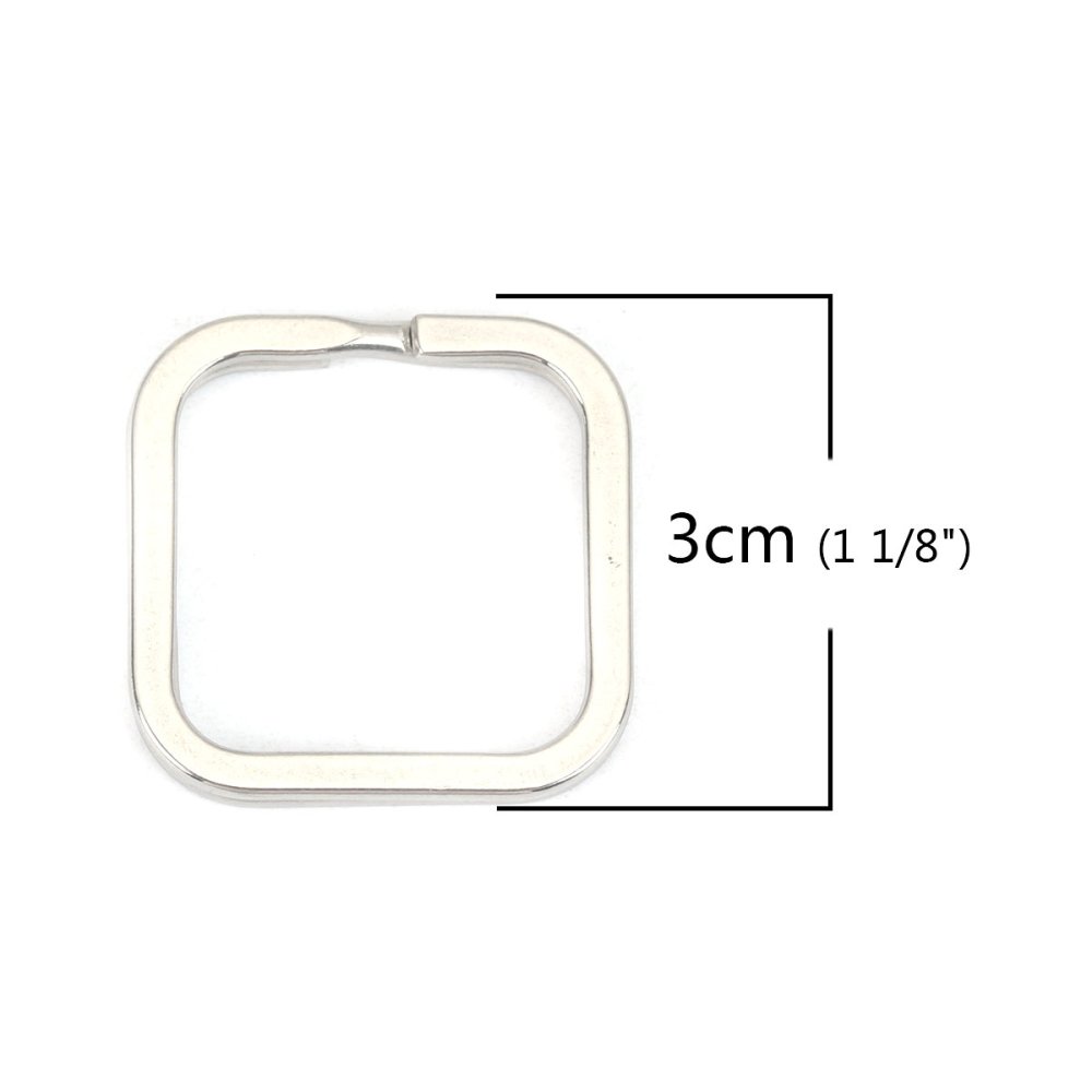 Nyckelring fyrkantig form Rostfritt stål 30 x 30 mm