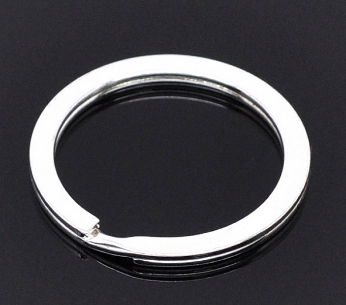 Anneau porte cl&eacute;s forme rond 30 mm Argent Vieilli