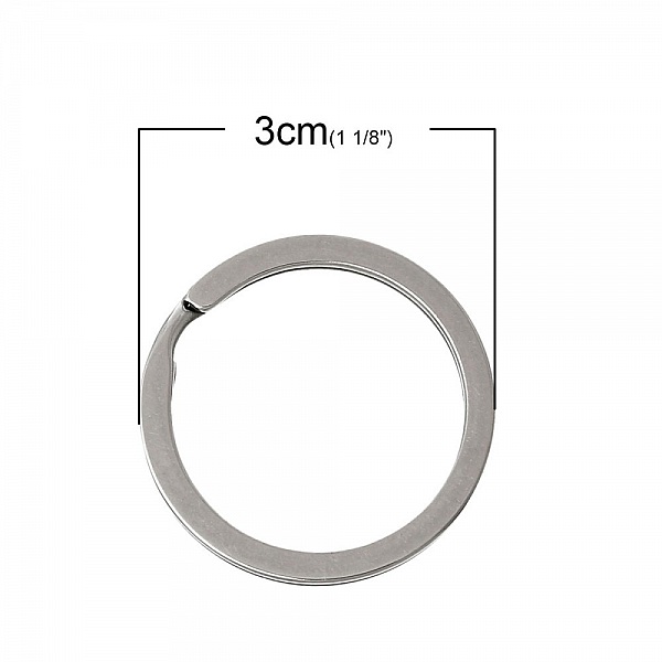 Nyckelring x 4 rund Rostfritt st&aring;l 30 mm