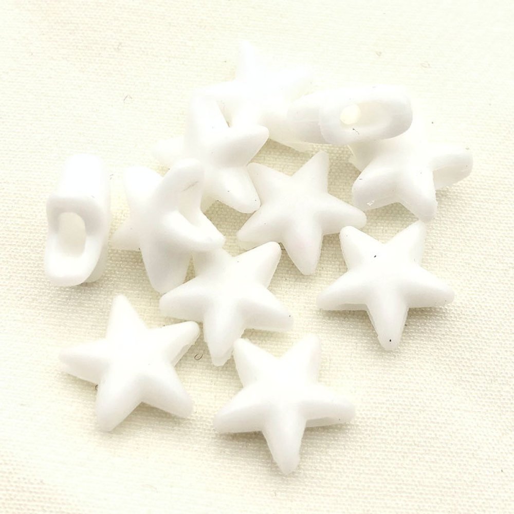 Elastiskt band med vitt gummispänne med stjärnspänne i gummi N°03 x 10 stycken