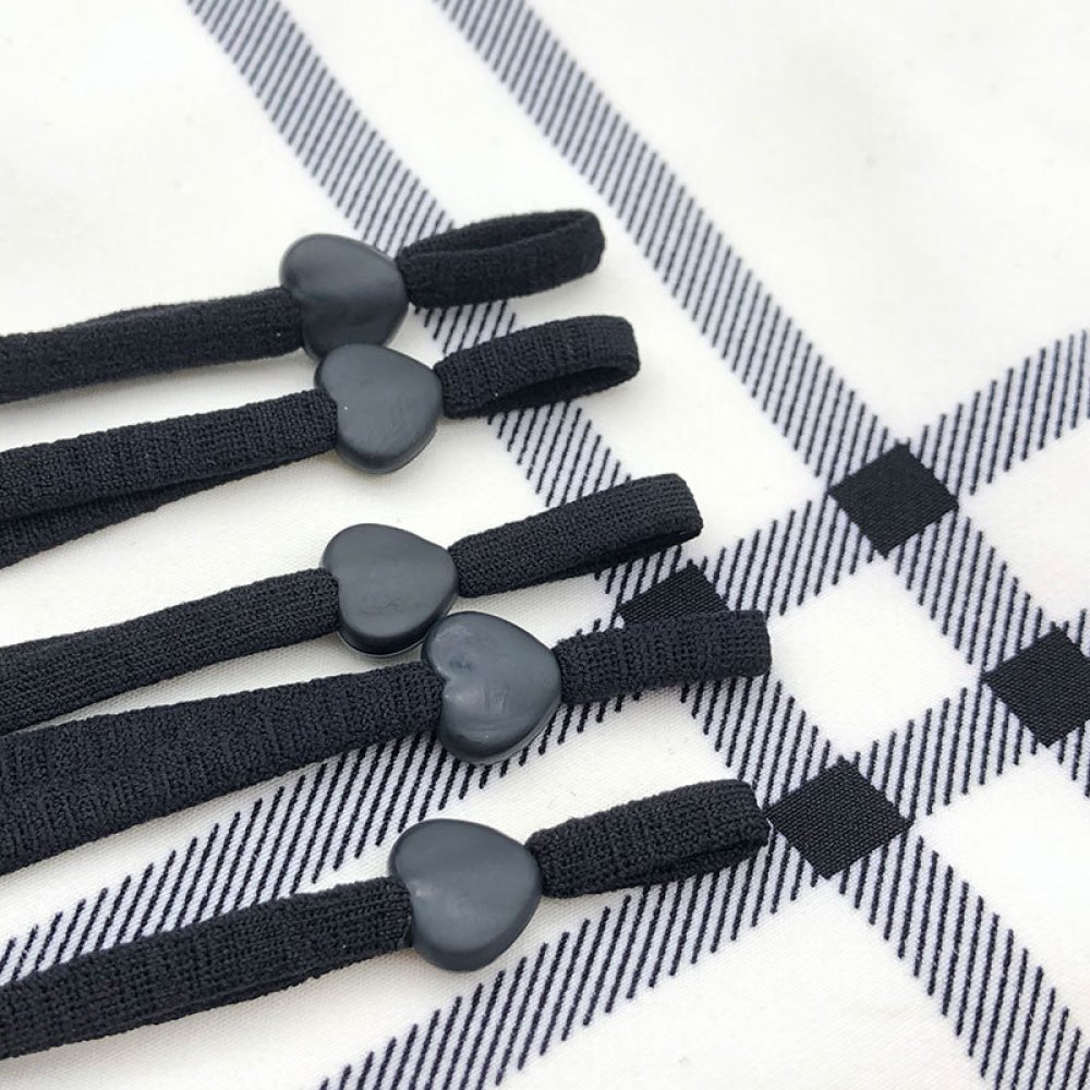 Elastiskt band med svart gummihjärta spänne N°04 x 10 stycken
