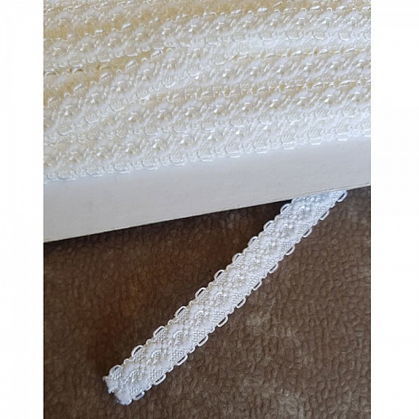 Metervis Fancy vit elastisk elastik 11 mm.