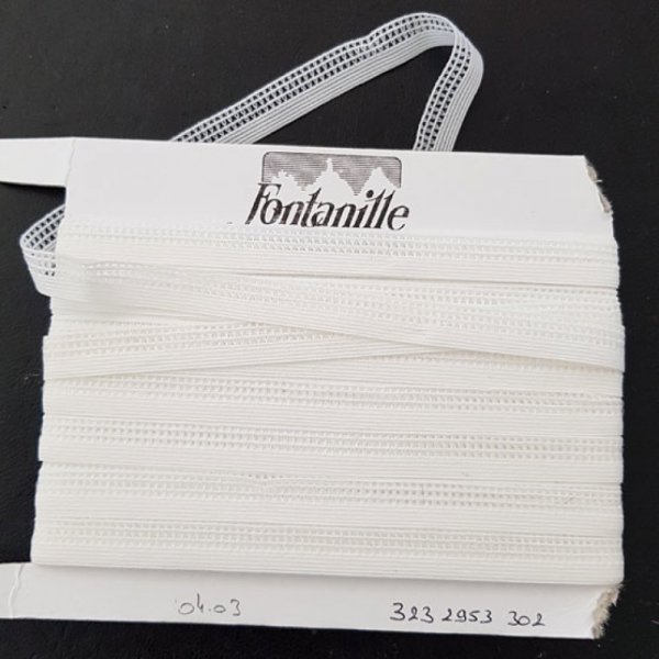 Metervis Fancy vit elastisk elastik 12 mm.