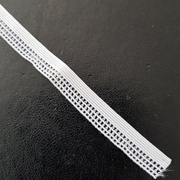 Metervis Fancy vit elastisk elastik 12 mm.