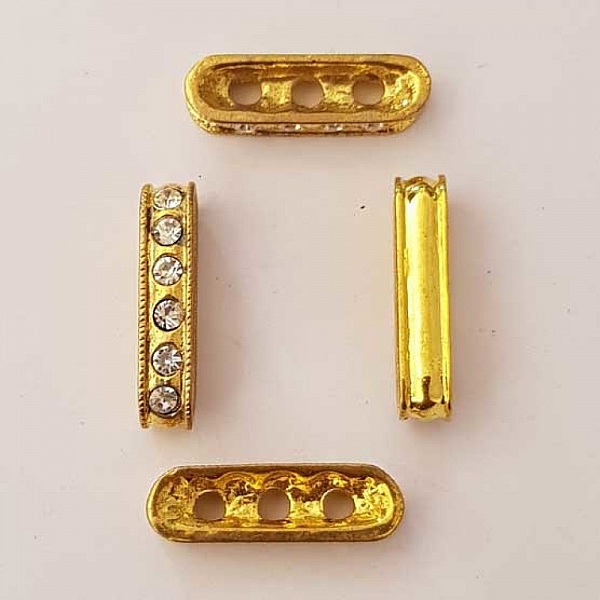 Barre Dor&eacute; Entretoise S&eacute;parateur perle, multi rangs 3 trous N&deg;08