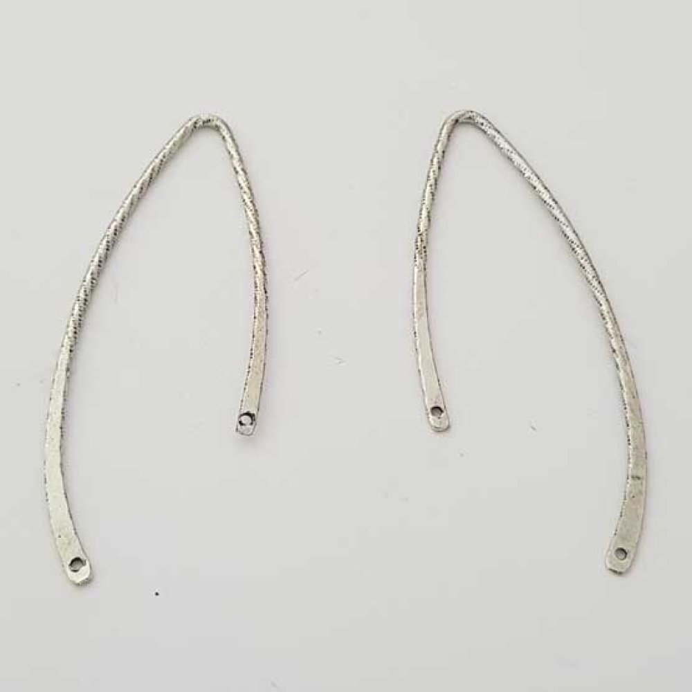 Bar böjd metallstång silver 2 ringar N°04 Silver