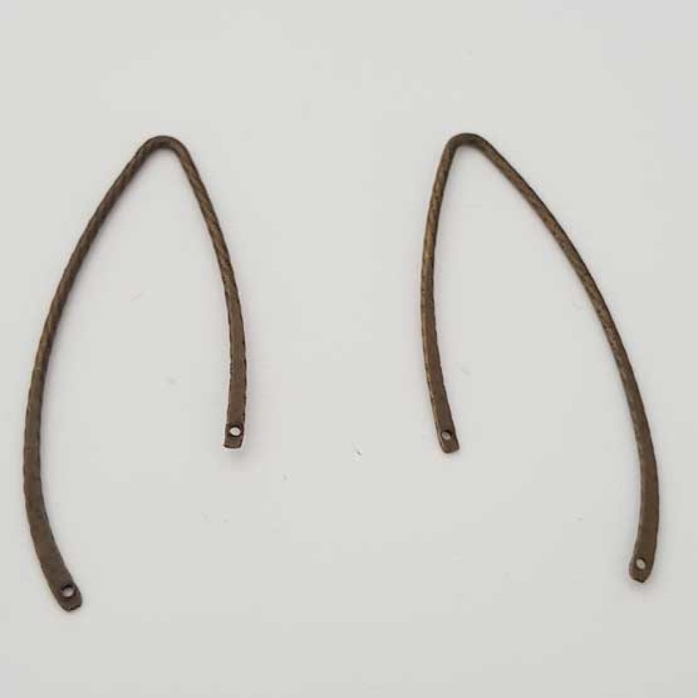 Bar böjd metallstång försilvrad 2 ringar N°04 brons