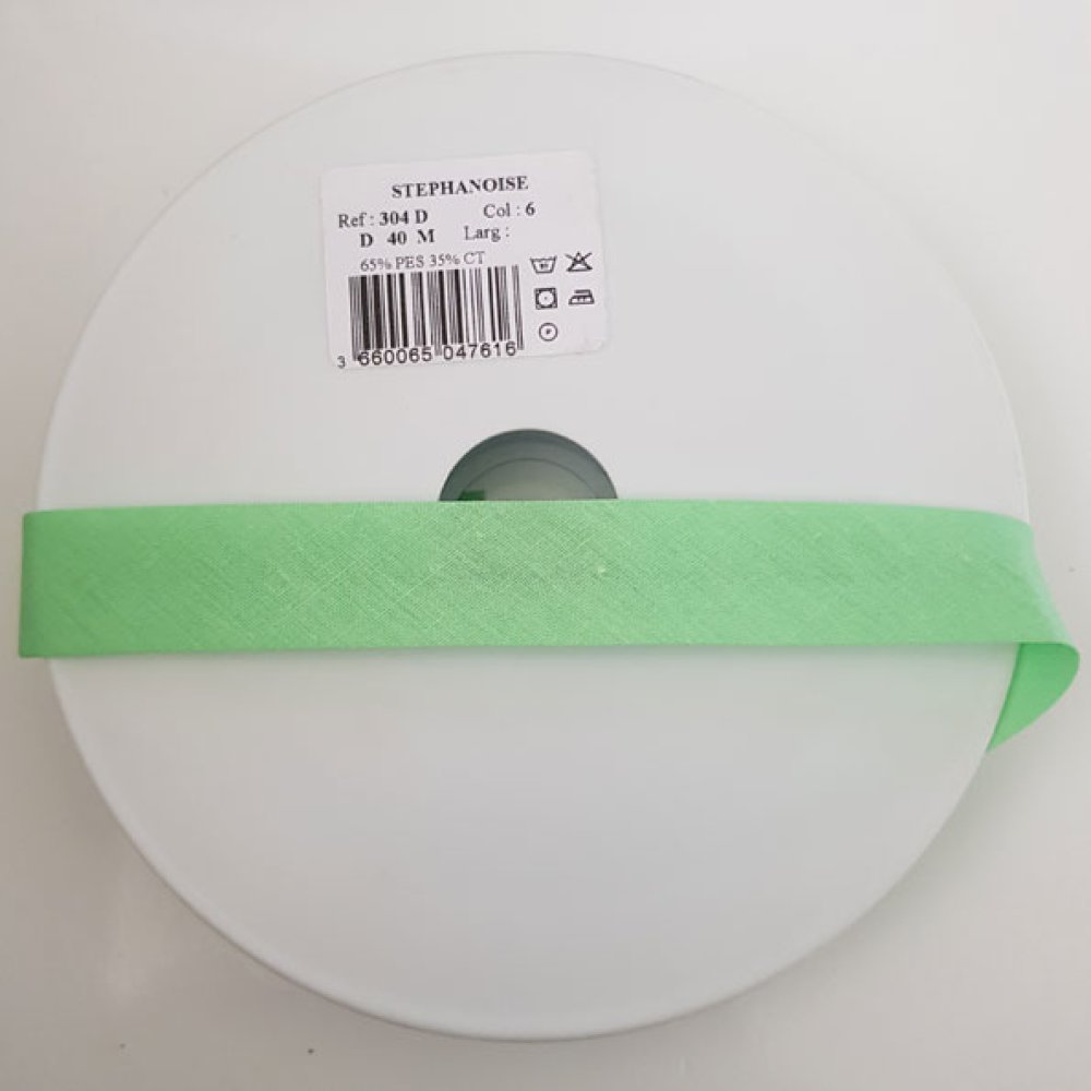 Bias slät alla textilier 1 meter hals 6 Grön