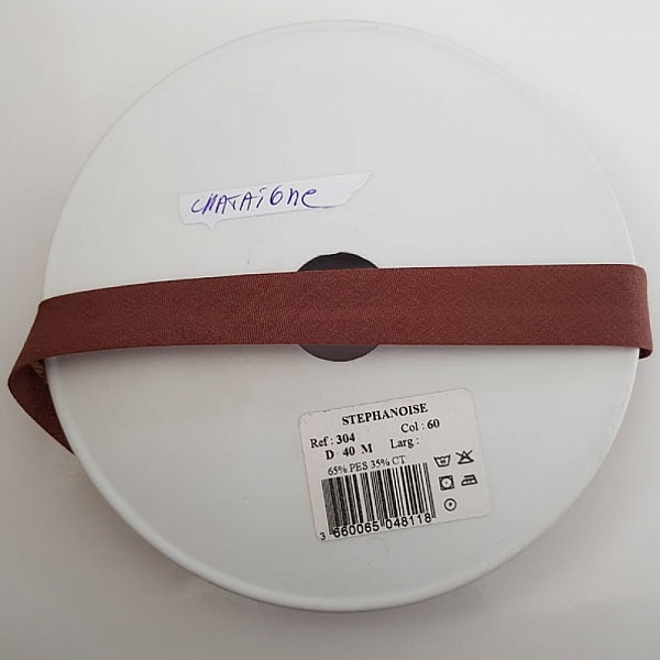 All-textilt sl&auml;t bias 1 meter krage 60 Chestnut