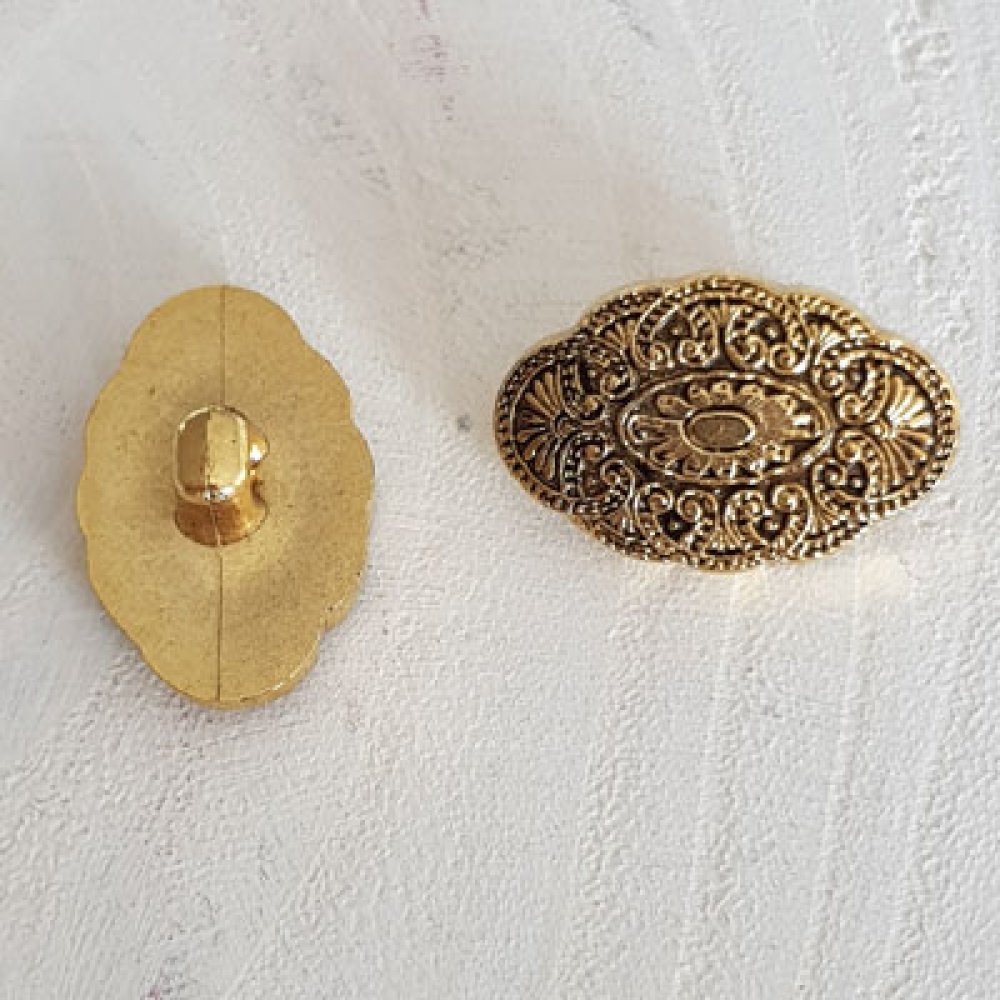 18 mm oval guldknapp N°13
