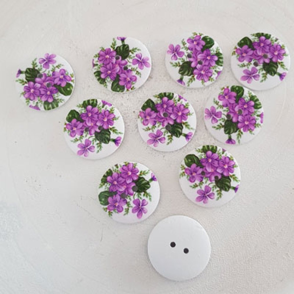 Träknopp blommor 30 mm N°07 x 10 stycken