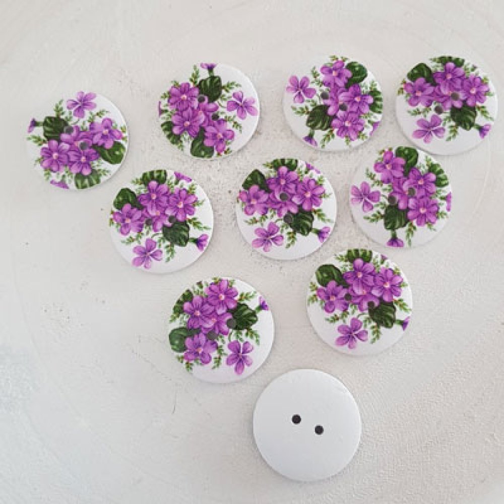 Träknopp blommor 30 mm N°07 x 10 stycken