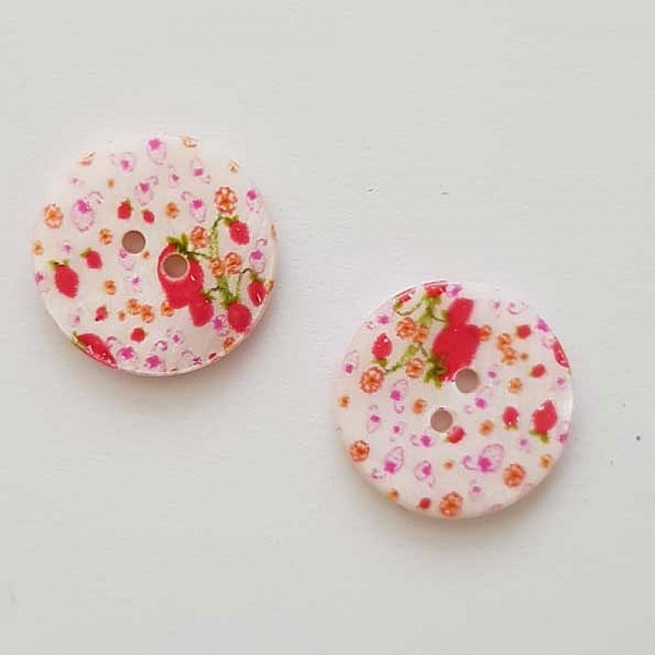 Bouton fantaisie Rond &agrave; fleurs 18 mm N&deg;04