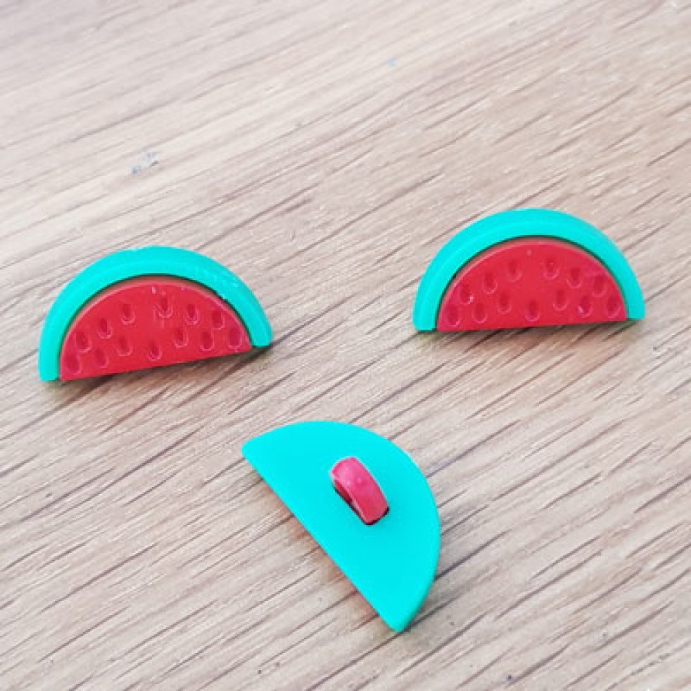 Knapp med mönster av vattenmelon för barn nr 04 röd
