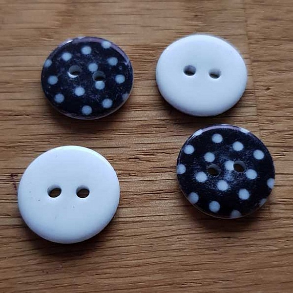 Bouton fantaisie &agrave; pois 18 mm Noir