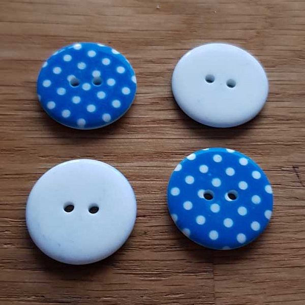 Bouton fantaisie &agrave; pois 22 mm Bleu