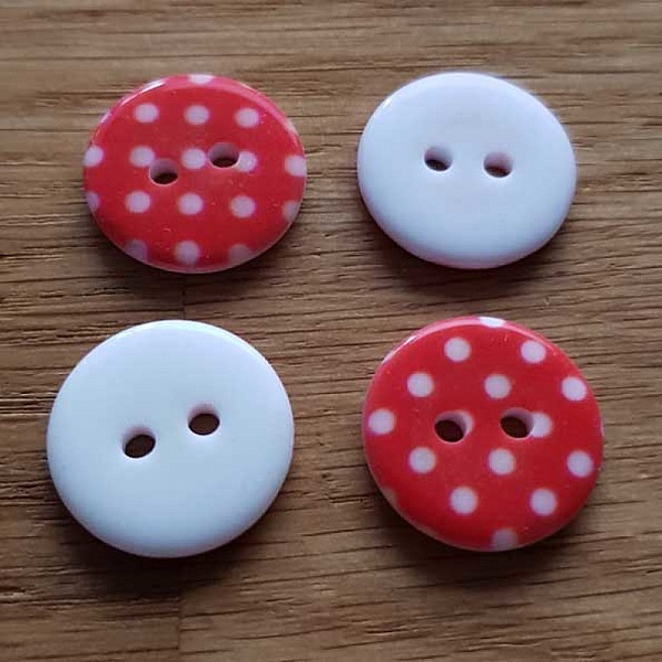 Bouton fantaisie &agrave; pois 22 mm Rouge