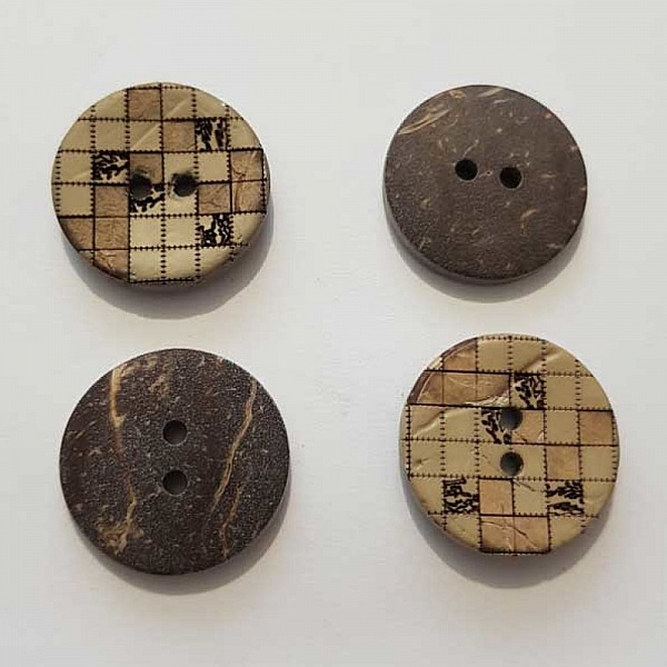 Boutons 23mm &agrave; deux trous ronds en noix de coco N&deg;10