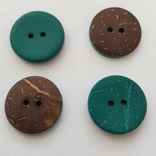 Boutons 23mm &agrave; deux trous ronds en noix de coco N&deg;25