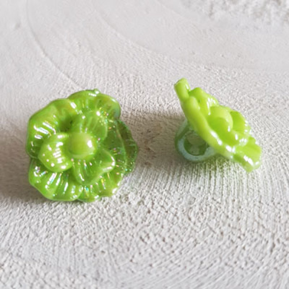 Fantasiknappar för barn och spädbarn Blomdesign N°02-02 Grön
