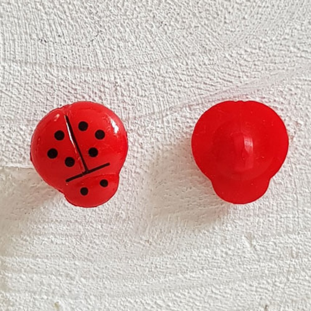 Fancy knappar, barn, bebisar Ladybird mönster N°01-04 Röd