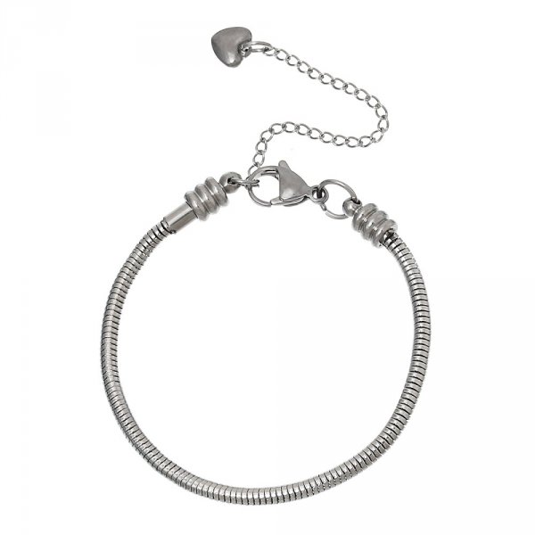Bracelet Acier Inoxydable N&deg;05-02 Argent Fermoir Mousqueton 17 cm