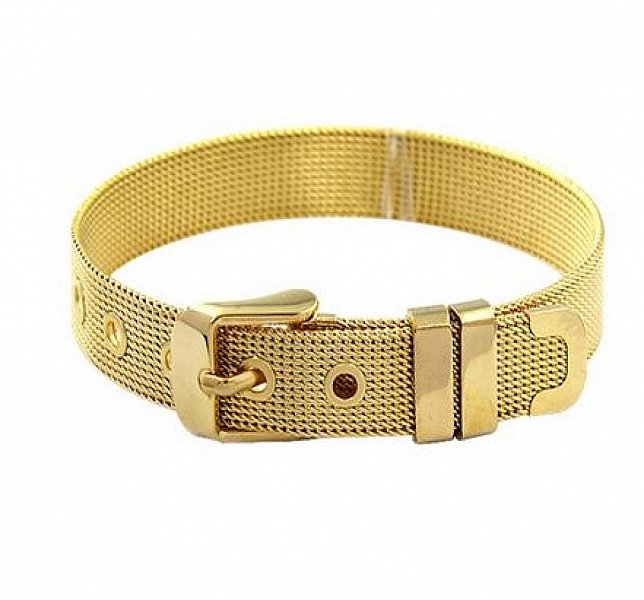 Rostfritt st&aring;l armband 10 mm guld