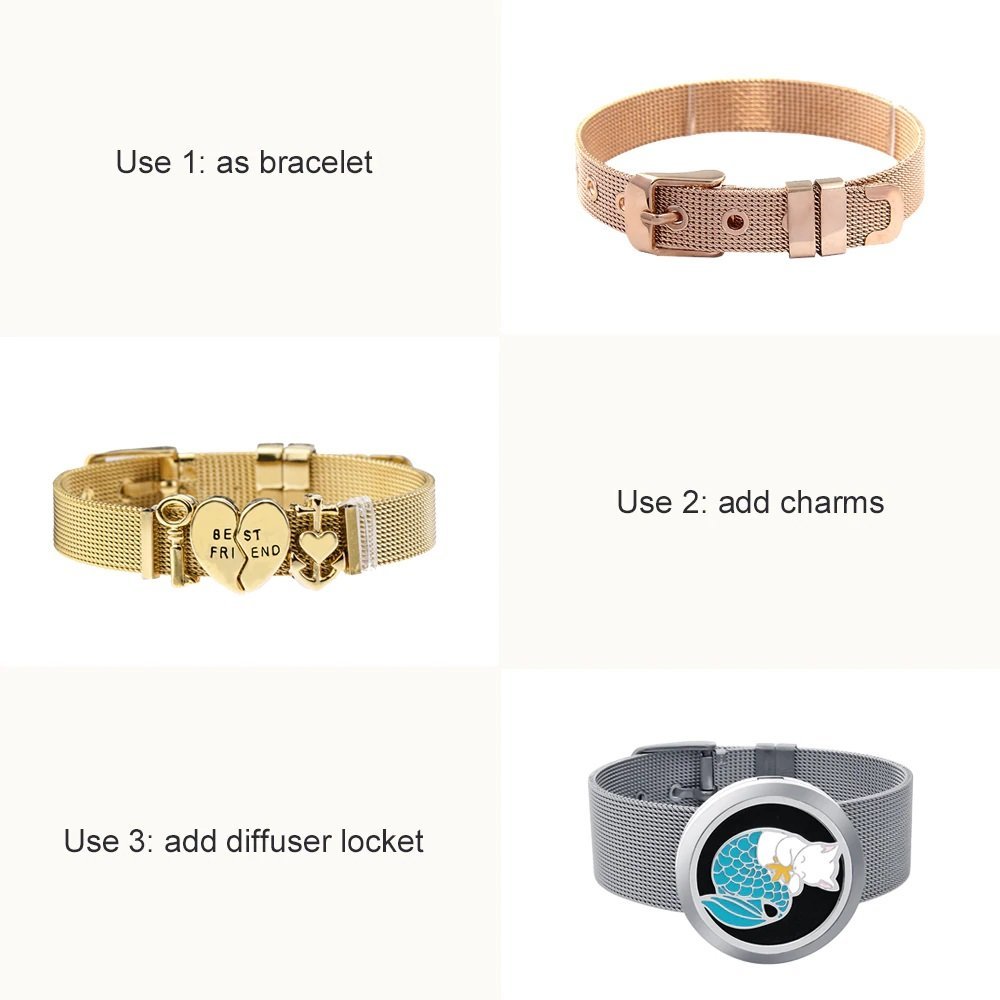 Rostfritt stål armband 10 mm guld