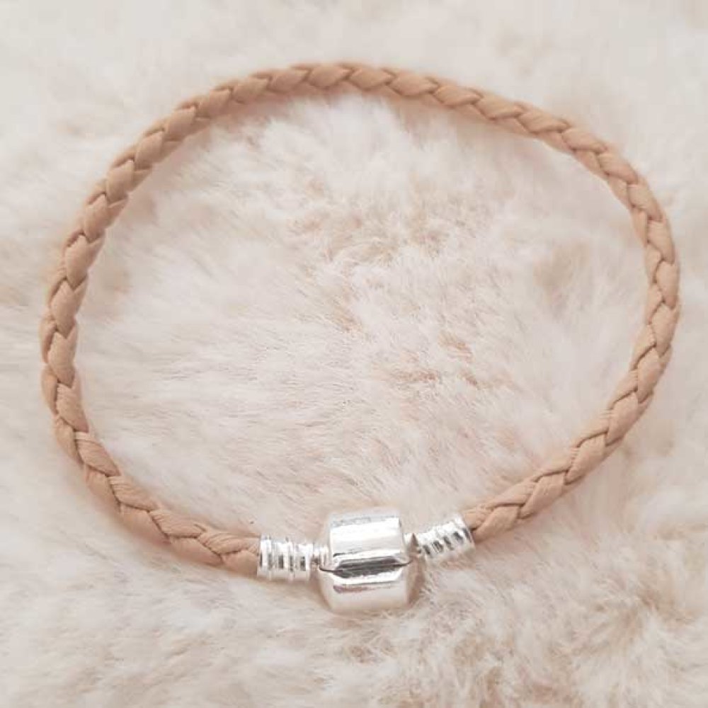 Europeiskt armband med klipp, vanligt 01 från 15 till 23 cm beige