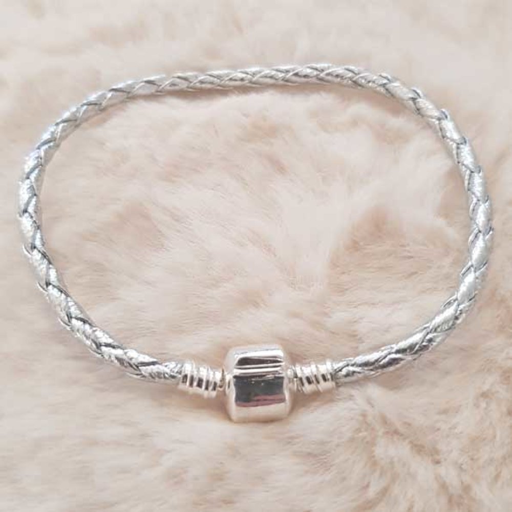Europeiskt klipparmband vanligt 01 från 15 till 23 cm silver