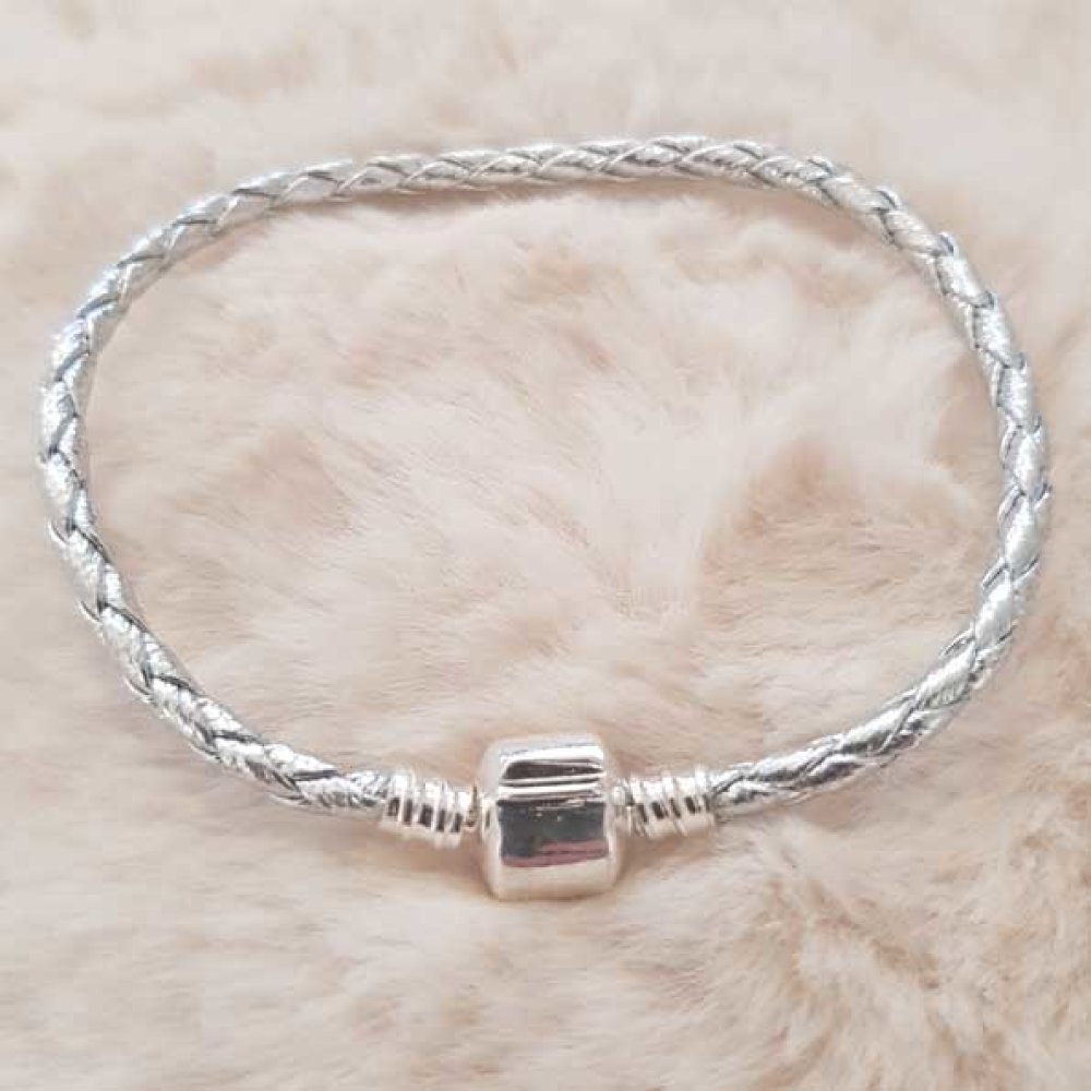 Europeiskt klipparmband vanligt 01 från 15 till 23 cm silver