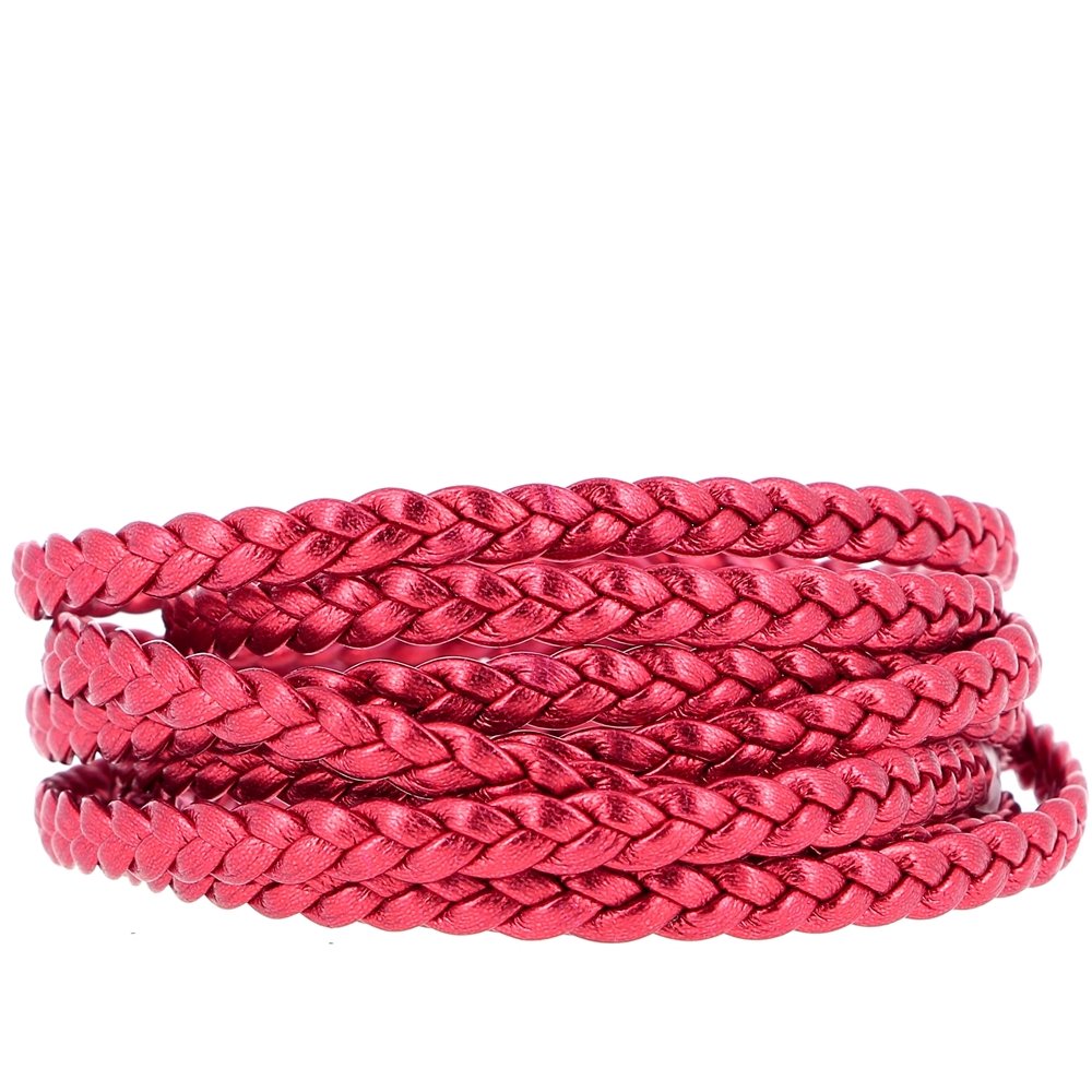 Europeiskt flätad clipsarmband 03 FRÅN 15 TILL 23 CM Röd