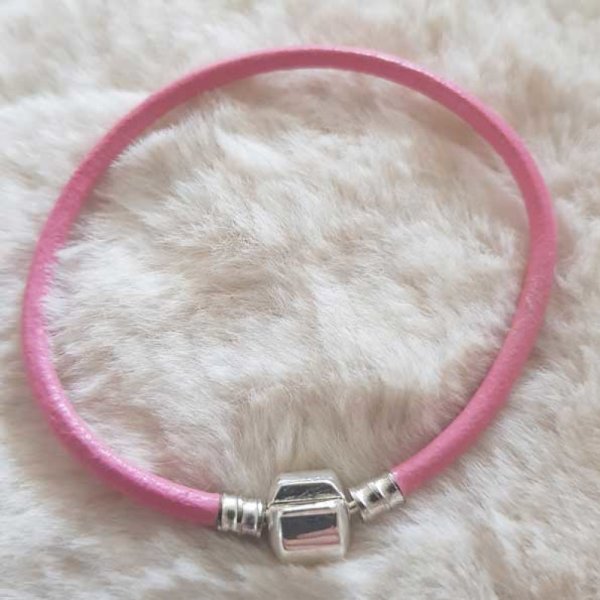 Europeiskt klipparmband Plain 01 FR&Aring;N 15 TILL 23 CM Rosa