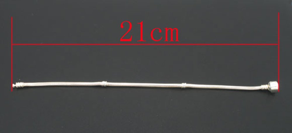 European Clip Armband 21 cm Slät lås Silverpläterat 925